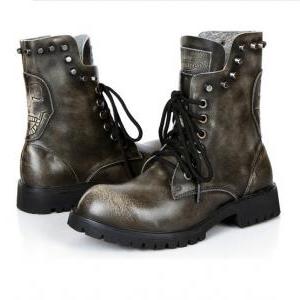 Martin Boots Cowboy Fashion Ankle Boots Skulls For..