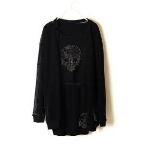 Vintage Punk Skull Dress Skirt Knitted Suits Twin..