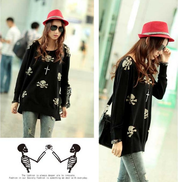 Quirky Edgy Skulls Sweaters Wool Jumper For Ladies Top Funny on Luulla