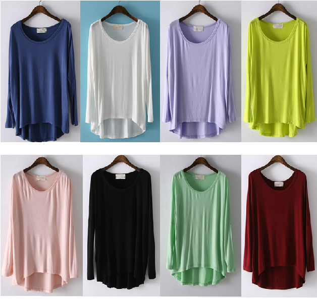 Design T-shirt Pure Color Splicing Asymmetric Women's T-shirts Knitwear Pattern