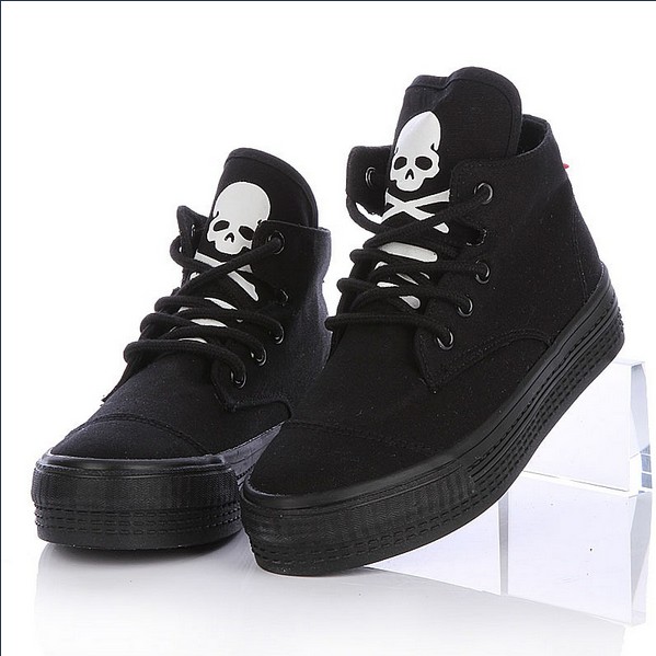 Edgy Skull Shoes Unique Canvas Shoes Black White Fashion on Luulla